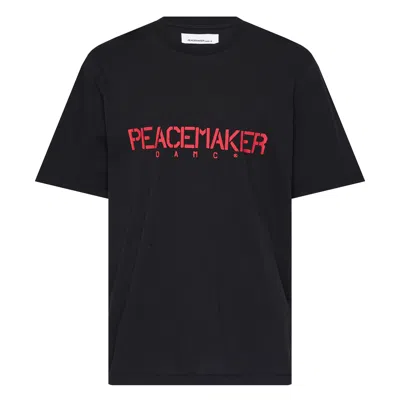 Oamc Peacemaker Men S Stencil Print Regular Fit T-shirt In Black