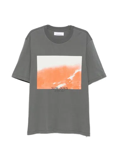 Oamc Peacemaker Slow Down Graphic-print T-shirt In Gray