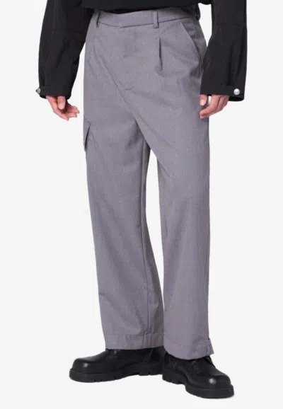 Oamc Peacemaker Wool-blend Straight Pants In Gray