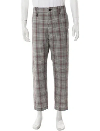 Pre-owned Oamc Plaid Print Pants In Red