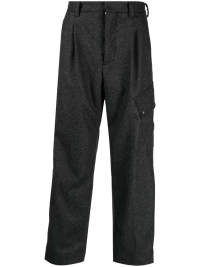 Oamc Pleat-detail Mid-rise Cropped Trousers In Grey