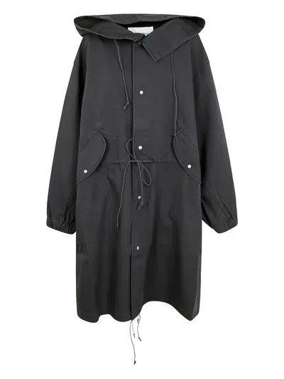 Oamc Pressed-stud Coat In Black