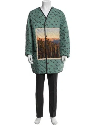 Pre-owned Oamc Printed Parka In Green