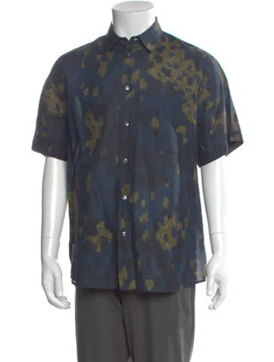 Pre-owned Oamc Printed Short Sleeve Shirt In Blue