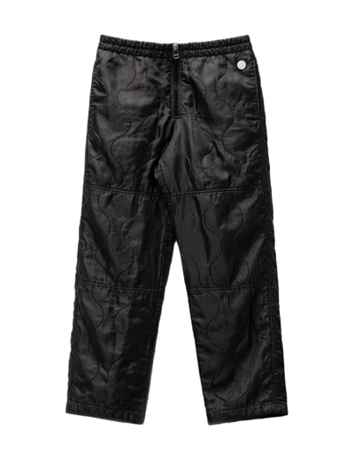Oamc Quilted Black Pants With Subtle Wave Pattern