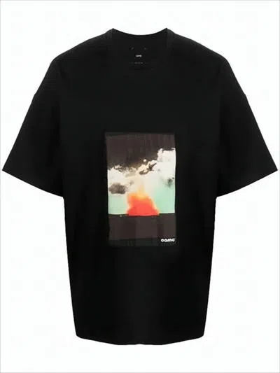 Oamc Relaxed Fit Black Graphic Print T-shirt In Neutral