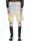 Oamc Relaxed Fit Tie-dye Shorts With Drawstring Waist In Yellow