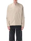Oamc Sand Tech Overshirt With Stand-up Collar In Neutrals