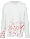 Oamc Scribble-print Fleece Jumper In Blue