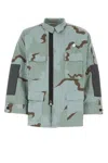 Oamc Cotton Blend Camo Shirt With Adjustable Cuffs In Camouflage