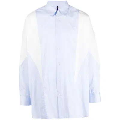Oamc Panelled Striped Organic Cotton Shirt In Multicolor