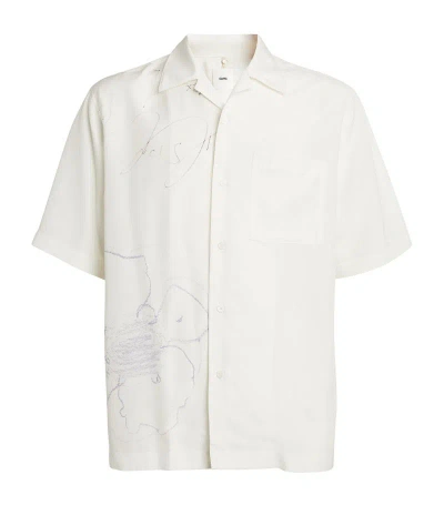 Oamc Short-sleeve Scribble Print Shirt In White