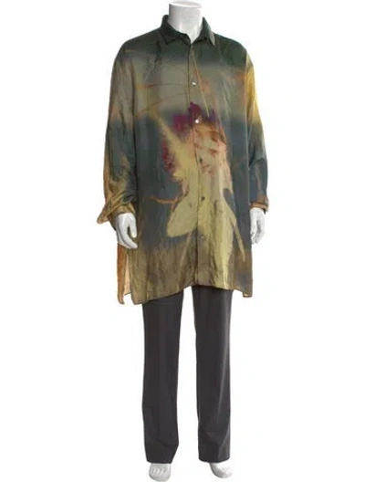 Pre-owned Oamc Silk Printed Shirt In Green