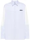 Oamc Stripe-pattern Cotton Shirt In Blau