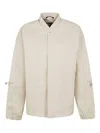 Oamc Sand Tech Overshirt With Stand-up Collar In Neutral