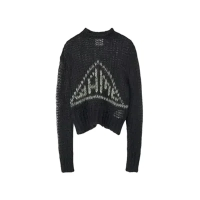 Oamc Textured Knit Sweater With Triangular Pattern In Black