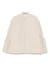 Oamc Sand Tech Overshirt With Stand-up Collar In Neutrals