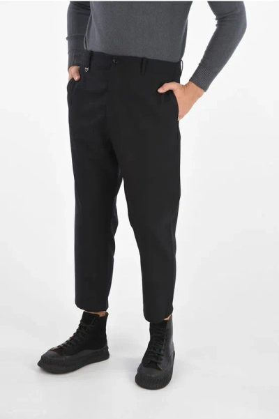Oamc Virgin Wool Trousers With Zip Detail In Black