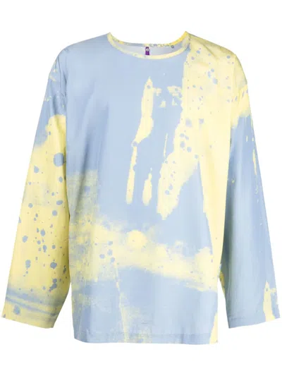Oamc Waistband-detail Wide-sleeve Top In Blau
