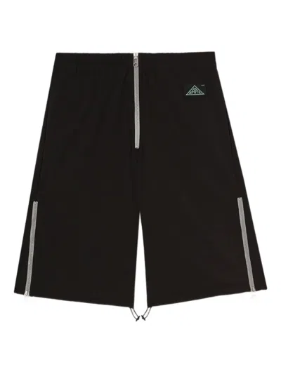 Oamc Zip-fastening Side-stripe Shorts In Black