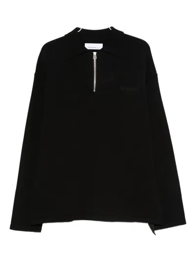 Oamc Zip Peacemaker Polo Shirt In Black