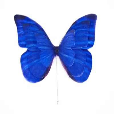 Oanasavu.creations Women's Blue / Silver Silver Pin Blue Silk Butterfly Brooch
