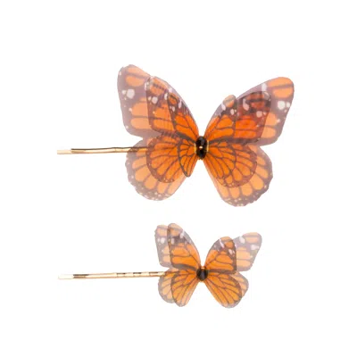 Oanasavu.creations Women's Butterfly Orange Bobby Pin Set Hair Pins Summer Accessories