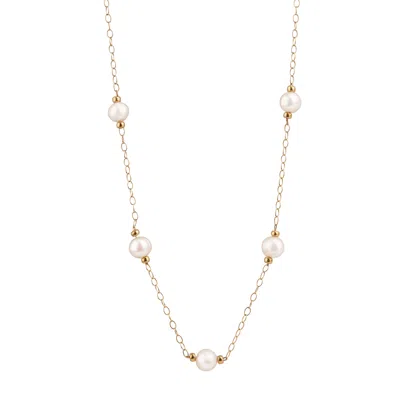 Oanasavu.creations Women's Elegant Gold & White Freshwater Pearls Necklace