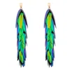Oanasavu.creations Women's Gold / Green Beetle Wings Extra Long Drop Statement Party Earrings Gold Ear Studs