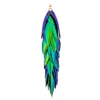 Oanasavu.creations Women's Gold / Green Beetle Wings Recycled Natural Metallic Green Extra Long Gold Ear Stud Earring