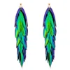 Oanasavu.creations Women's Gold / Green Beetle Wings Recycled Natural Metallic Green Extra Long Gold Ear Studs Earrings