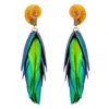Oanasavu.creations Women's Gold / Green / Yellow Beetle Earrings Gold Ear Studs Natural Recycled Green Wings Small Ammo