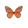 Oanasavu.creations Women's Gold Pin Orange Silk Butterfly Brooch In Orange
