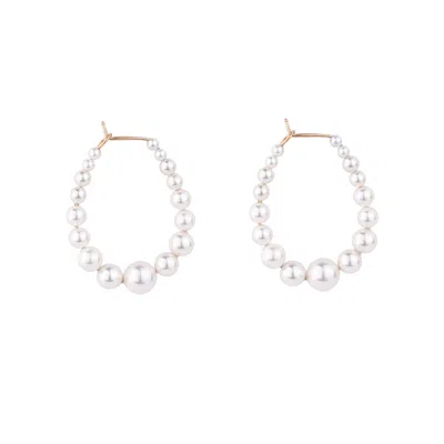 Oanasavu.creations Women's Gold / White Bridal Gold And White Pearls Oval Wedding Earrings In Multi