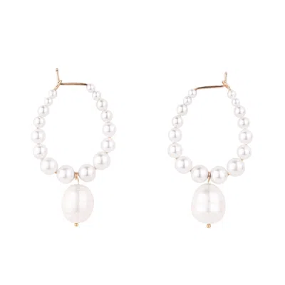 Oanasavu.creations Women's Gold / White Gold & White Freshwater Baroque Pearls Oval Earrings In Multi