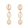Oanasavu.creations Women's Gold / White Sea Shells & Gold Glass Beads Long Statement Earrings In Multi