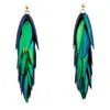 Oanasavu.creations Women's Green / Gold Beetle Earrings Long Metallic Green Natural Recycled Beetle Wings & Gold Earrin In Multi