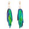 Oanasavu.creations Women's Green / White / Gold Beetle Wings Metallic Green Earrings White Freshwater Pearls Gold Drop 