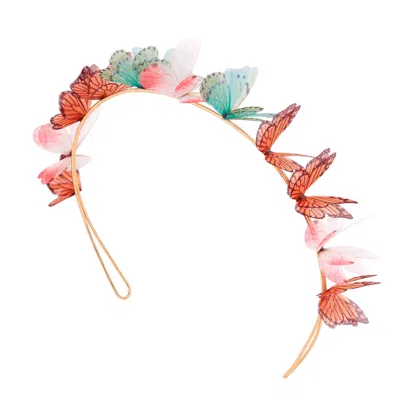 Oanasavu.creations Women's Multicolour Silk Butterflies Headband Hair Crown In Red