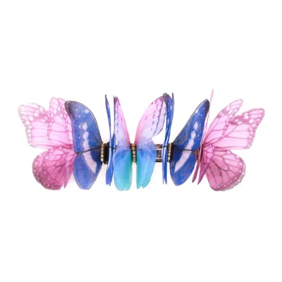 Oanasavu.creations Women's Pink / Blue Colourful Blue & Purple Silk Butterfly Hair Clip In Multi