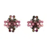 Oanasavu.creations Women's Pink / Purple Purple Glass Beads & Silver Flowers Earrings