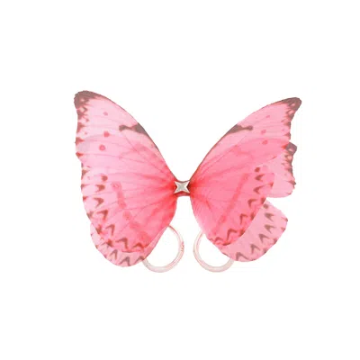 Oanasavu.creations Women's Pink / Silver Hot Summer Pink Adjustable Silk Butterfly Ring Sterling Silver Fairy Wings In Multi