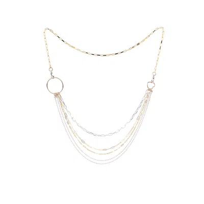 Oanasavu.creations Women's Silver / Gold Multi-layer Sterling Silver & Gold Elegant Necklace