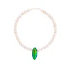 Oanasavu.creations Women's White / Gold / Green Beetle Real Insect Gold And Freshwater Pearls Choker In Multi