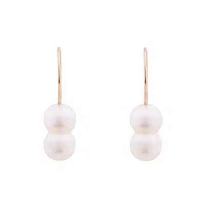 Oanasavu.creations Women's White / Gold White Bridal Elegant Earrings Gold Ear Wires Freshwater Pearls In Multi