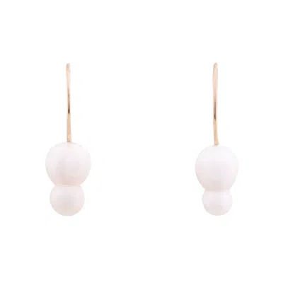Oanasavu.creations Women's White / Gold White Freshwater Pearls Bridal Earrings Wedding Jewelry Gold Ear Wires In Multi