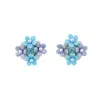 Oanasavu.creations Women's White / Pink / Purple Blue Flower Earrings Flowers Jewelry Beaded Ear Studs In Multi