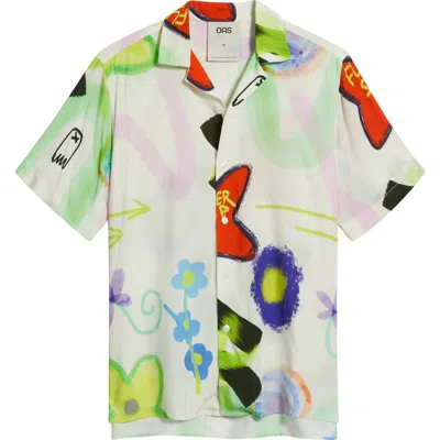 Oas Abstract Print Viscose Camp Shirt