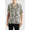 Oas Abstract Print Viscose Camp Shirt In Gray