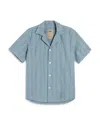 Oas Ancora Terry Cloth Camp Shirt In Blue